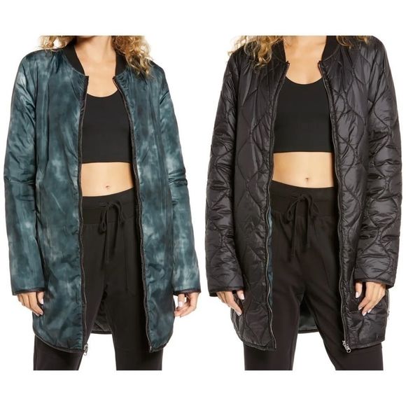 Zella Reversible Quilted Long Jacket S 
